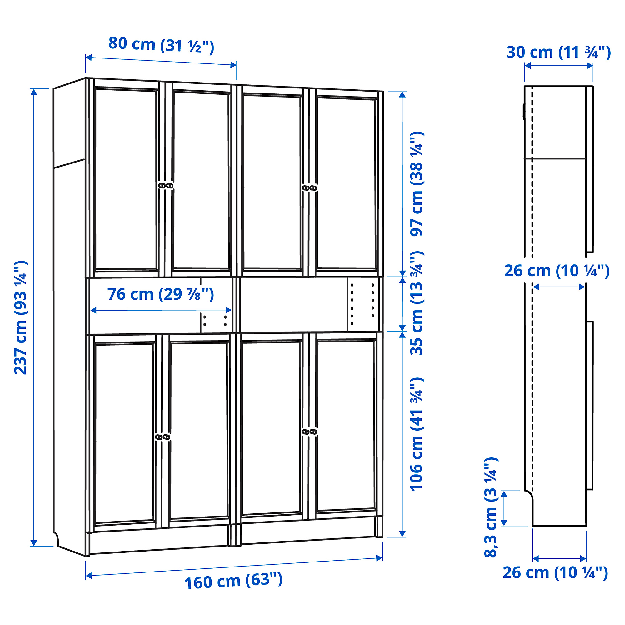 BILLY/OXBERG bookcase w height extension ut/drs