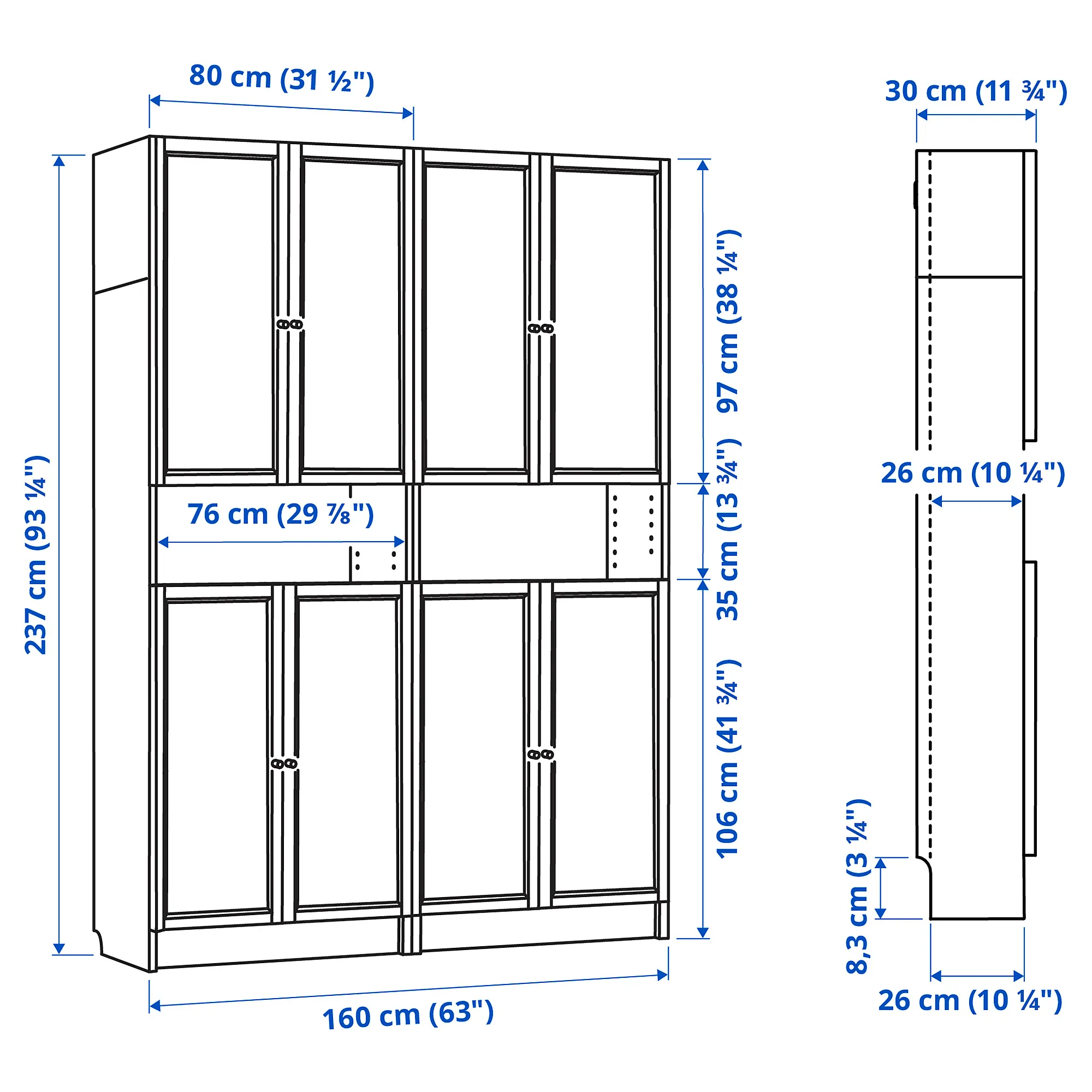 BILLY/OXBERG bookcase w height extension ut/drs