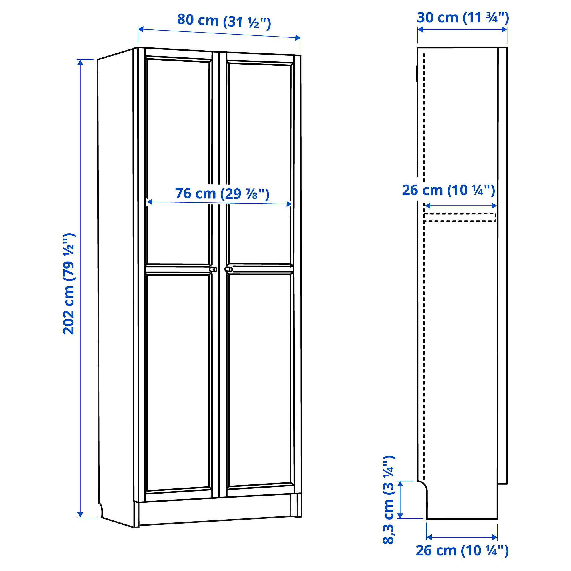 BILLY/HÖGADAL bookcase with doors