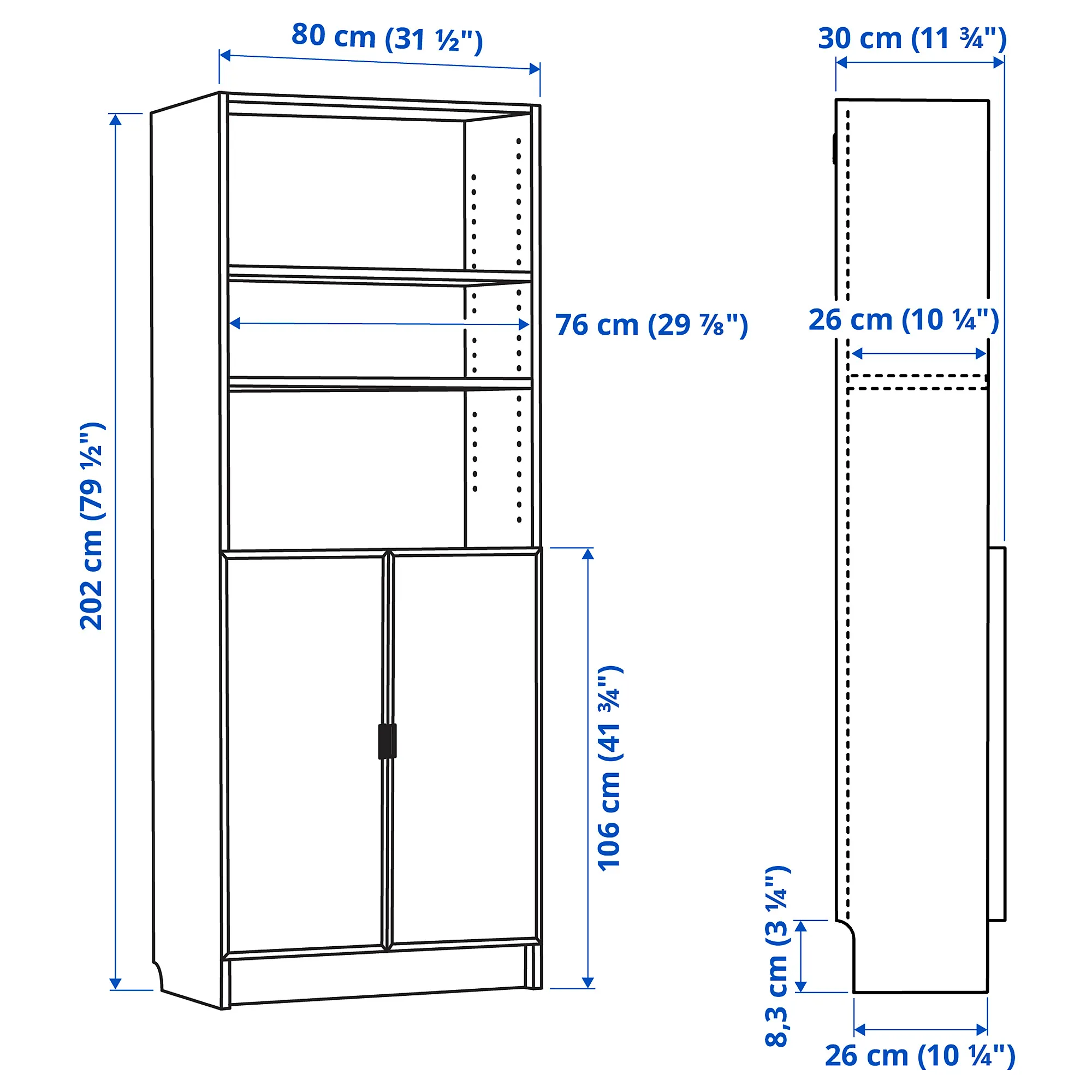 BILLY/HÖGBO bookcase with glass doors