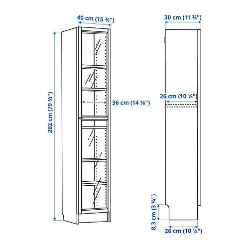 BILLY/OXBERG - 玻璃門書櫃, 白色/玻璃 | IKEA 線上購物 - PE849878_S4