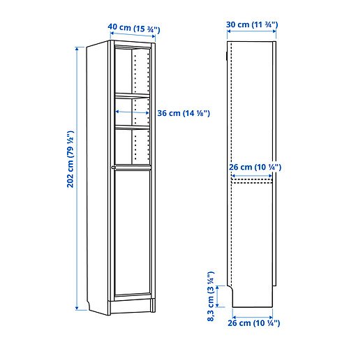 BILLY/OXBERG bookcase with panel/glass door