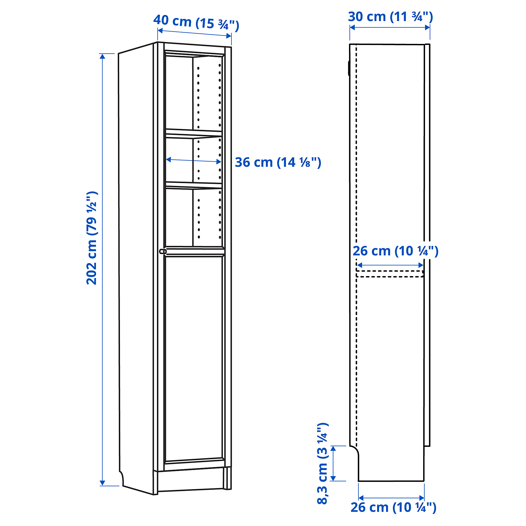 BILLY/OXBERG bookcase with panel/glass door