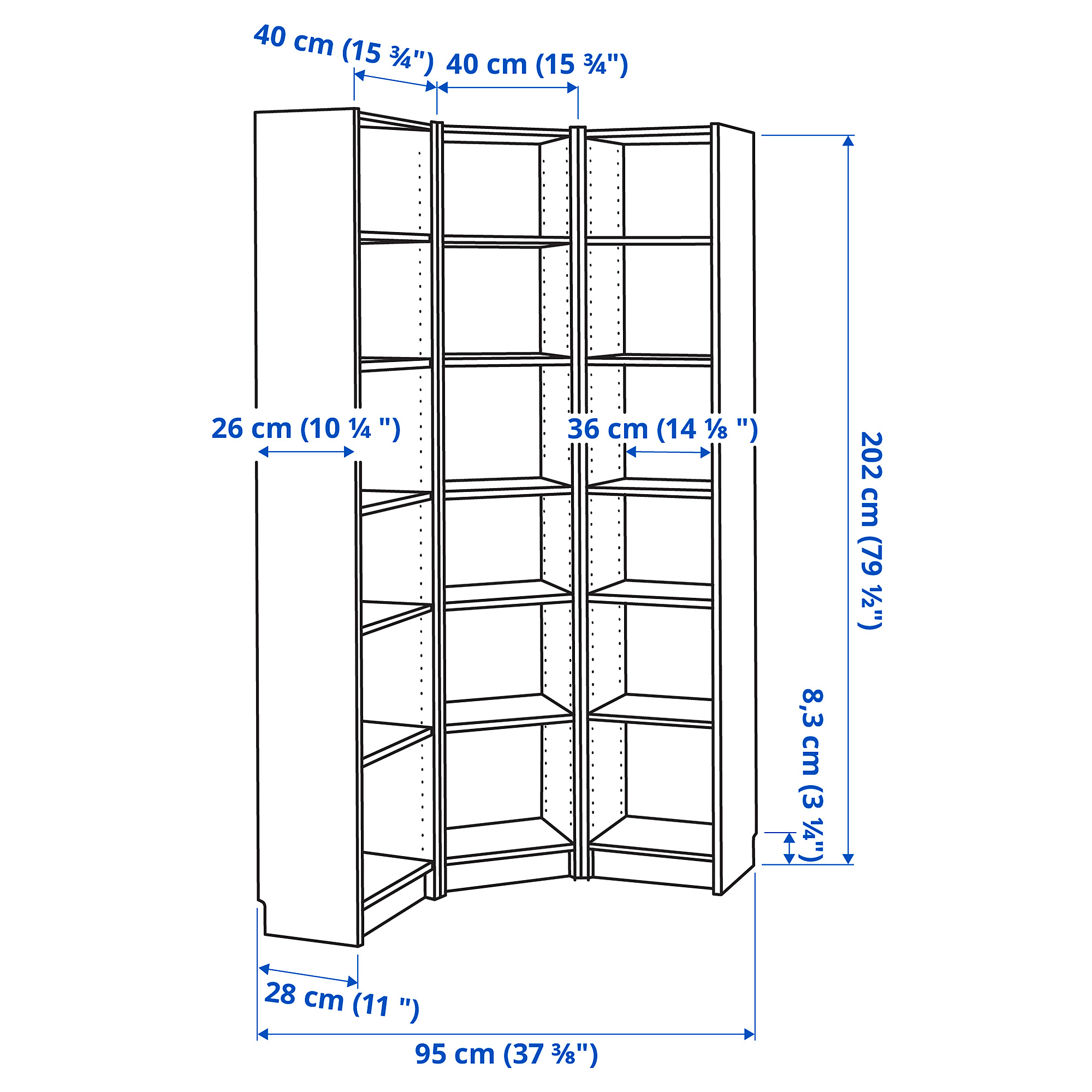 BILLY bookcase combination/crnr solution