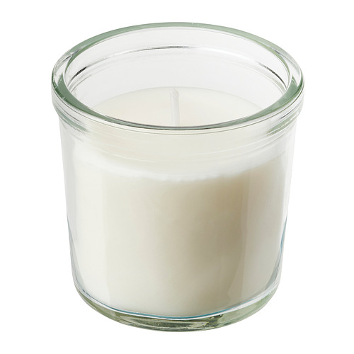 JÄMLIK - scented candle in glass, Vanilla/light beige, 20 hr | IKEA Taiwan Online - PE850031_S4