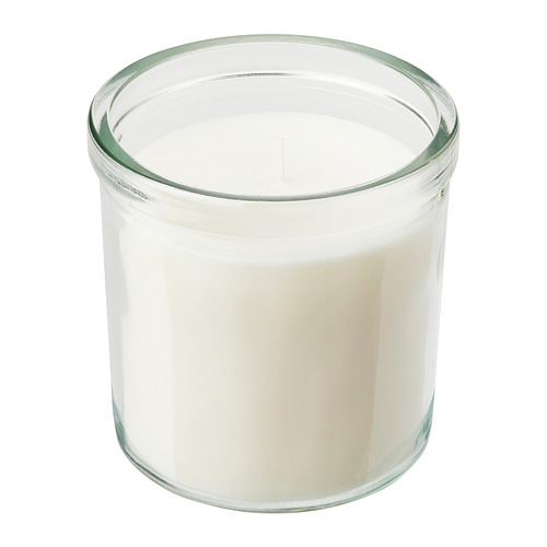 JÄMLIK - scented candle in glass, Vanilla/light beige, 40 hr | IKEA Taiwan Online - PE850035_S4