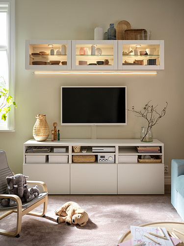 BESTÅ - TV storage combination/glass doors, white/Lappviken white clear glass | IKEA Taiwan Online - PH178387_S4