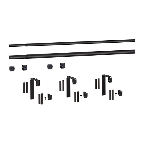 HUGAD/RÄCKA double curtain rod combination