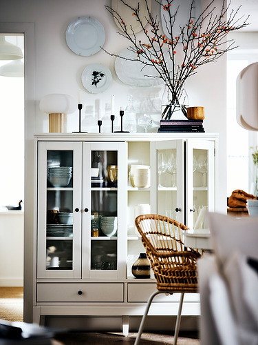 IDANÄS cabinet with bi-folded glass doors