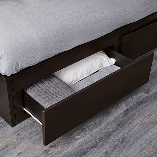 FLEKKE - day-bed w 2 drawers/2 mattresses, black-brown/Åsvang firm | IKEA Taiwan Online - PE608744_S4