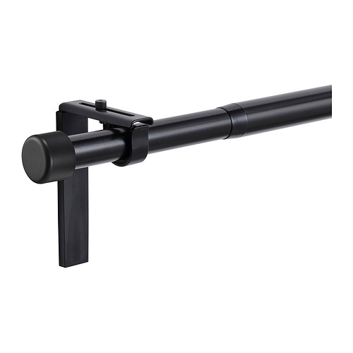 HUGAD - curtain rod combination, with wall/ceiling brackets/with finials black, 120-210 cm | IKEA Taiwan Online - E1025519_S4