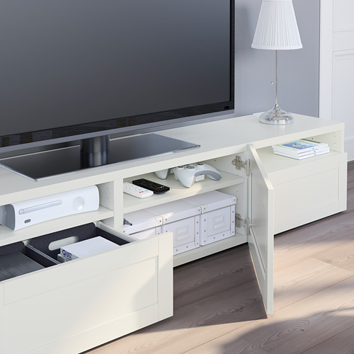 BESTÅ - TV bench, white/Hanviken white | IKEA Taiwan Online - PE751033_S4