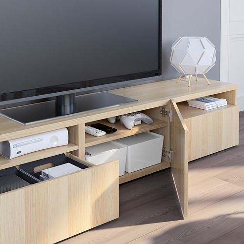 BESTÅ - TV bench, white stained oak effect/Lappviken white stained oak effect | IKEA Taiwan Online - PE751049_S4