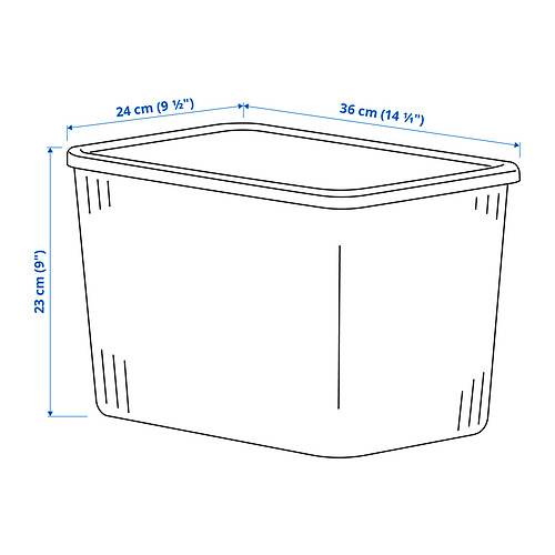 RYKTA storage box with lid transparent 24x36x23 cm 14.5 l