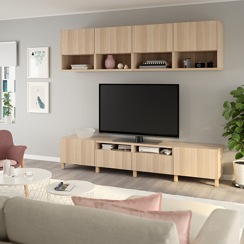 BESTÅ - TV storage combination, white stained oak effect/Lappviken/Stubbarp white stained oak effect | IKEA Taiwan Online - PE751104_S4