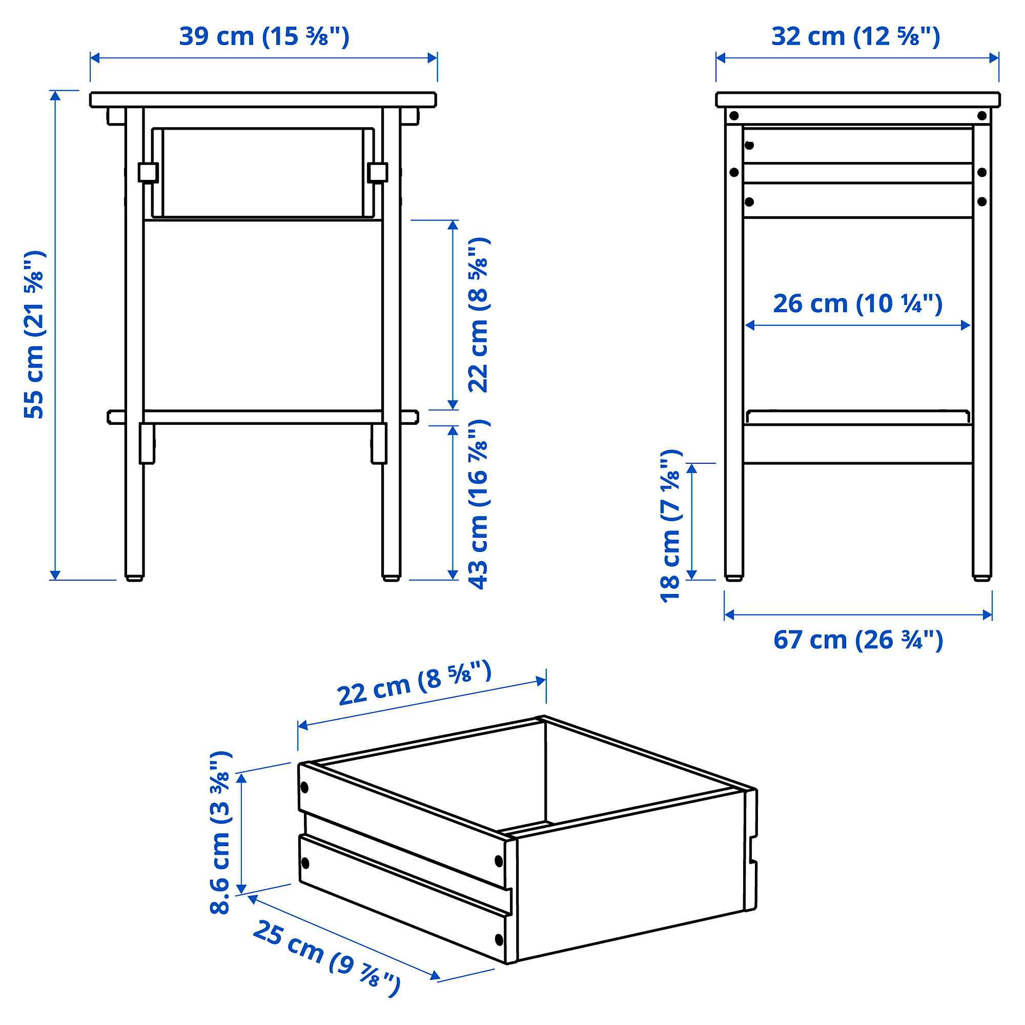 KRONÖREN bedside table