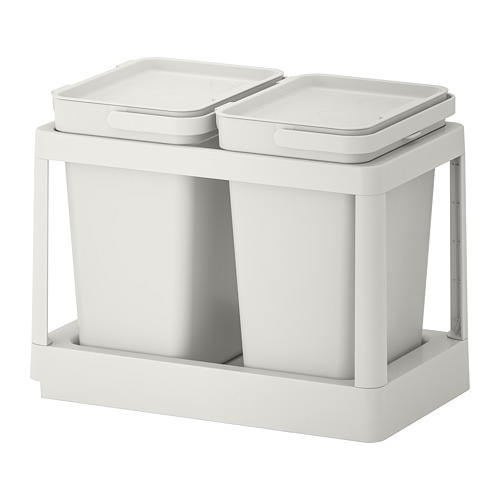 HÅLLBAR - waste sorting solution, with pull-out/light grey, 20 l | IKEA Taiwan Online - PE751240_S4