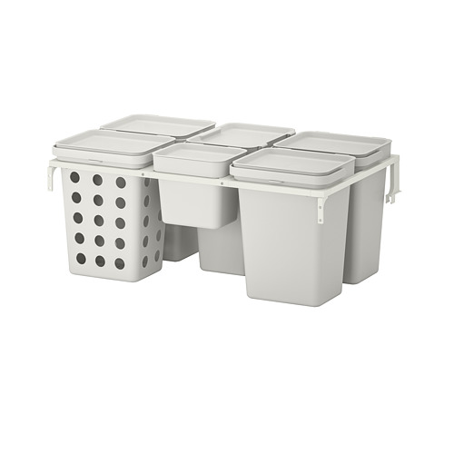 HÅLLBAR - waste sorting solution, for METOD kitchen drawer ventilated/light grey, 53 l | IKEA Taiwan Online - PE751243_S4