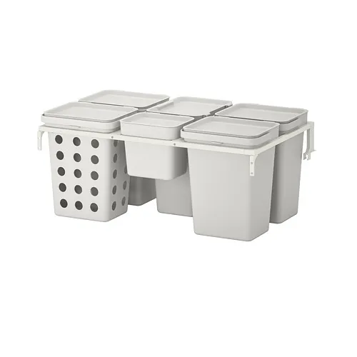 HÅLLBAR - 分類垃圾桶組合, METOD抽屜專用 通風式/淺灰色, 53 公升 | IKEA 線上購物 - PE751243_S4