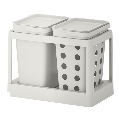HÅLLBAR - 分類垃圾桶組合, 外拉式 通風式/淺灰色 | IKEA 線上購物 - PE751247_S4