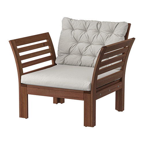 ÄPPLARÖ - armchair, outdoor, brown stained/Kuddarna grey | IKEA Taiwan Online - PE807782_S4