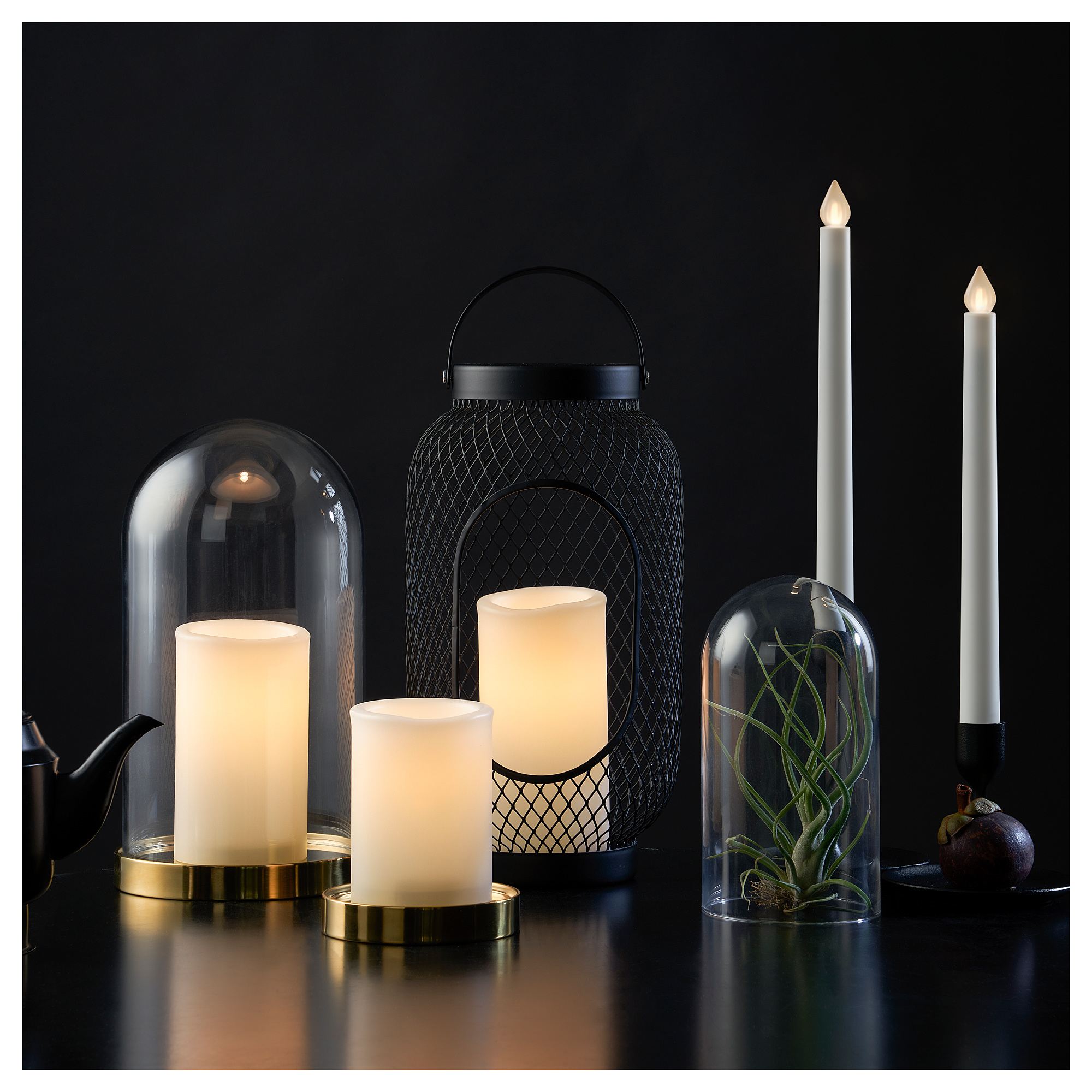 ÄDELLÖVTRÄD LED block candle, set of 3