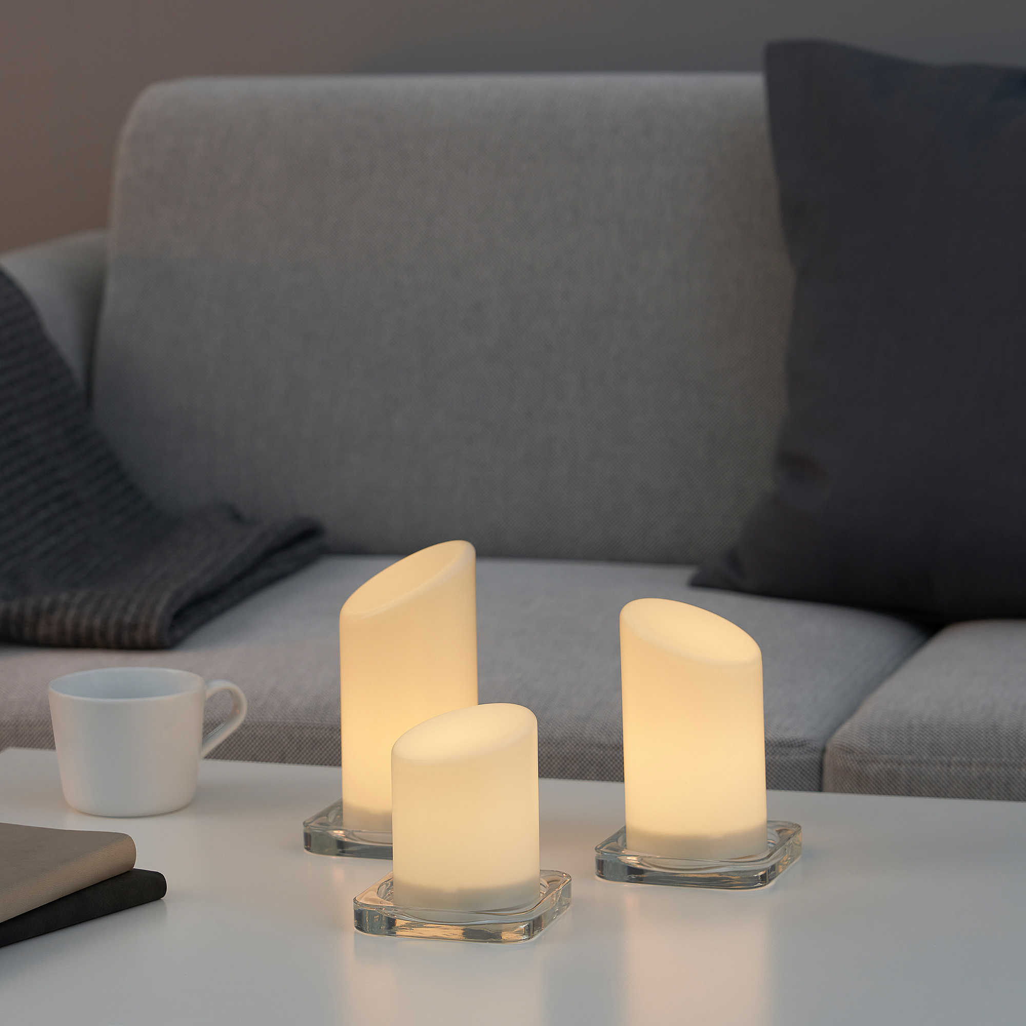 ÄDELLÖVSKOG LED block candle in/out, set of 3