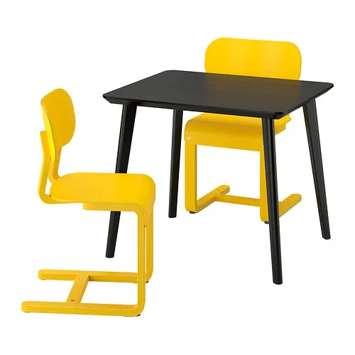 LISABO/LYCKAN - 一桌二椅，黑色/黃色，88 公分 | IKEA 線上購物 - E1025707_S4