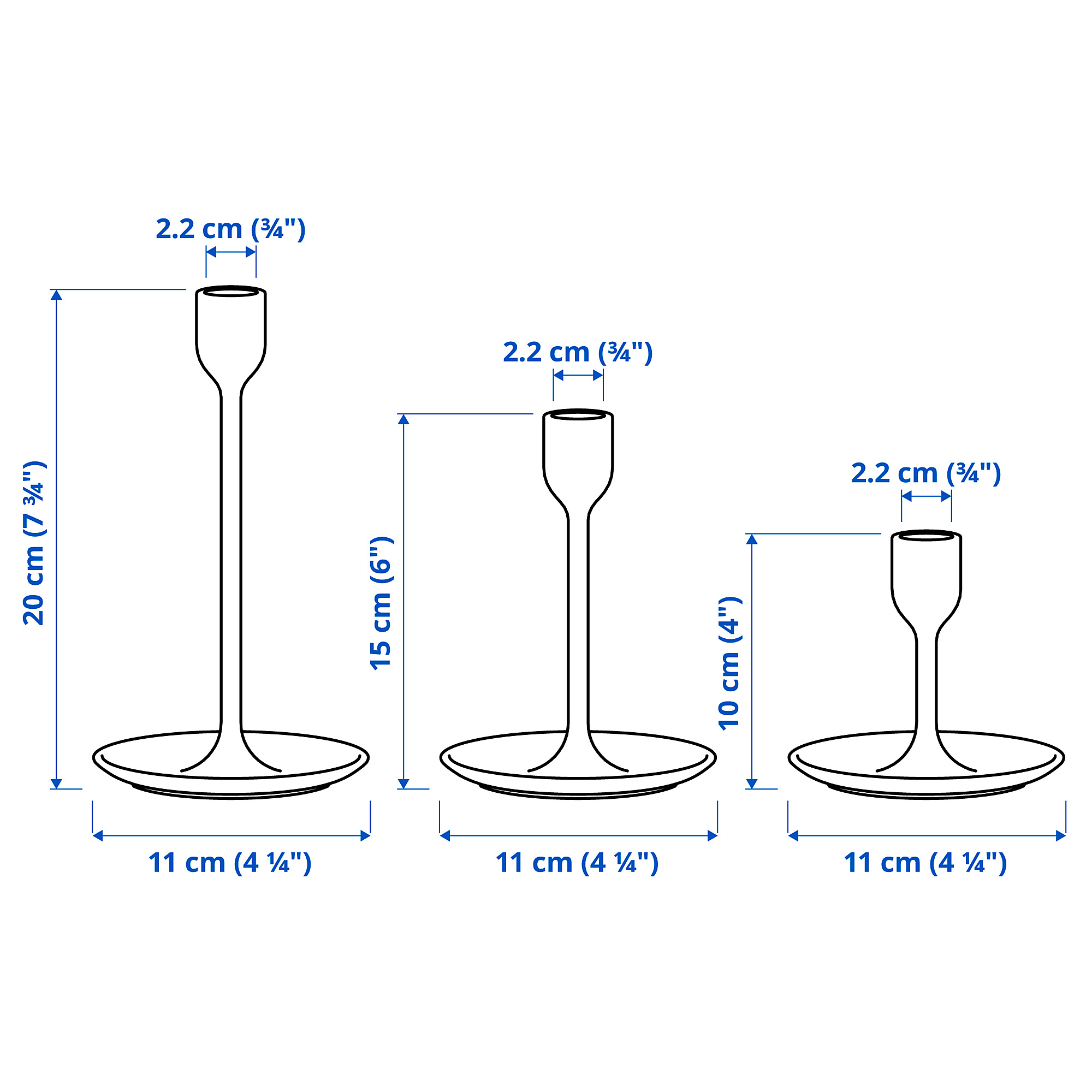 FULLTALIG candlestick, set of 3
