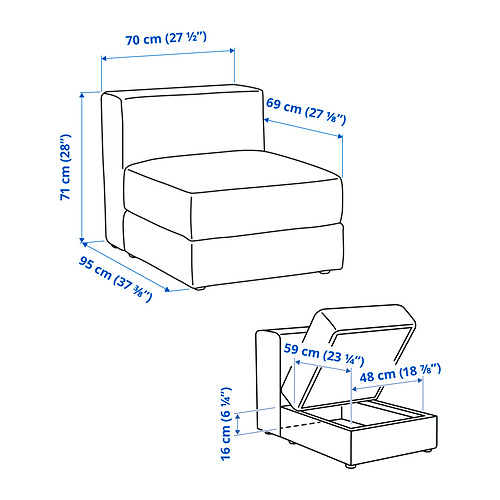 JÄTTEBO 1-seat module with storage