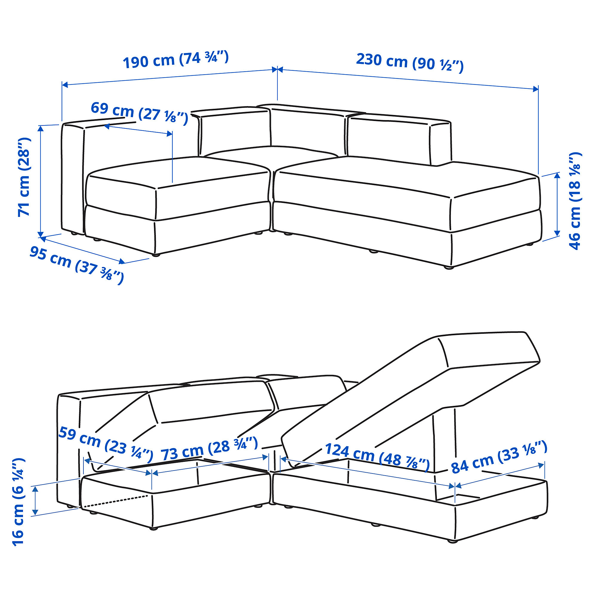 JÄTTEBO mod crnr sofa 2,5-seat w chaise lng