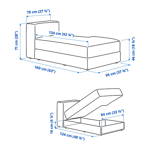 JÄTTEBO chaise longue module, right