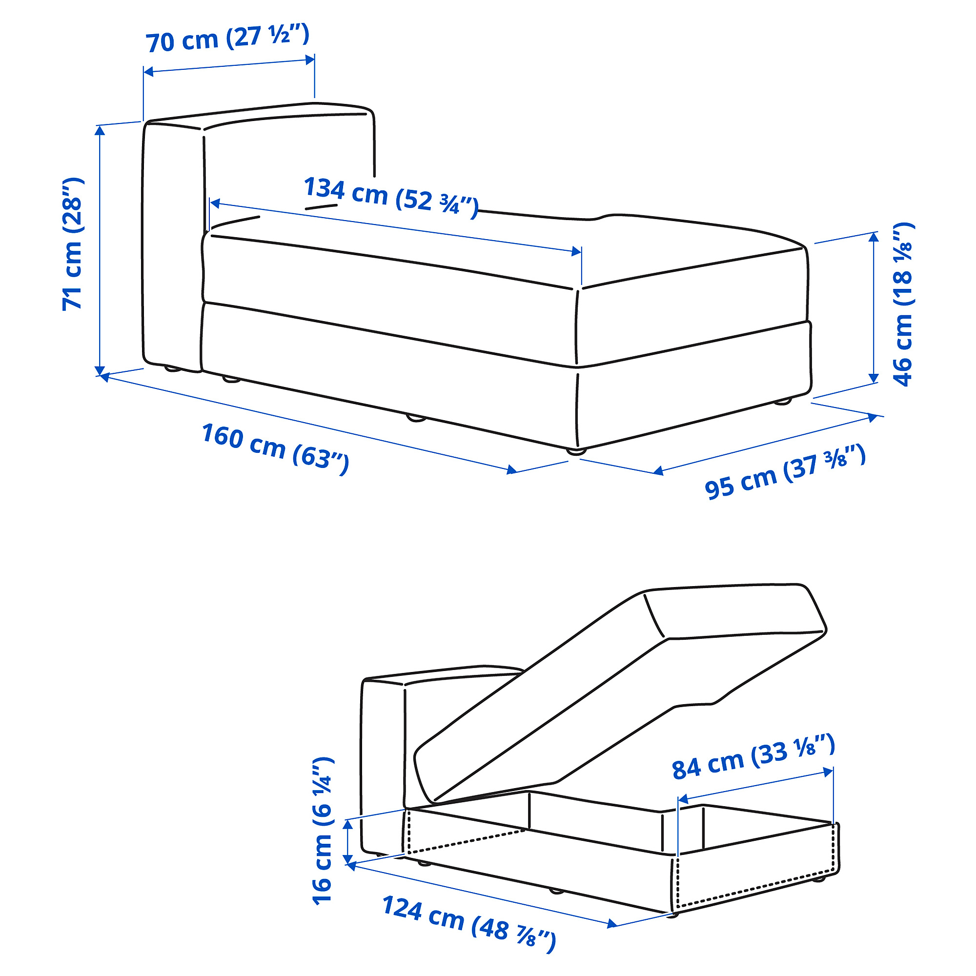 JÄTTEBO chaise longue module, right