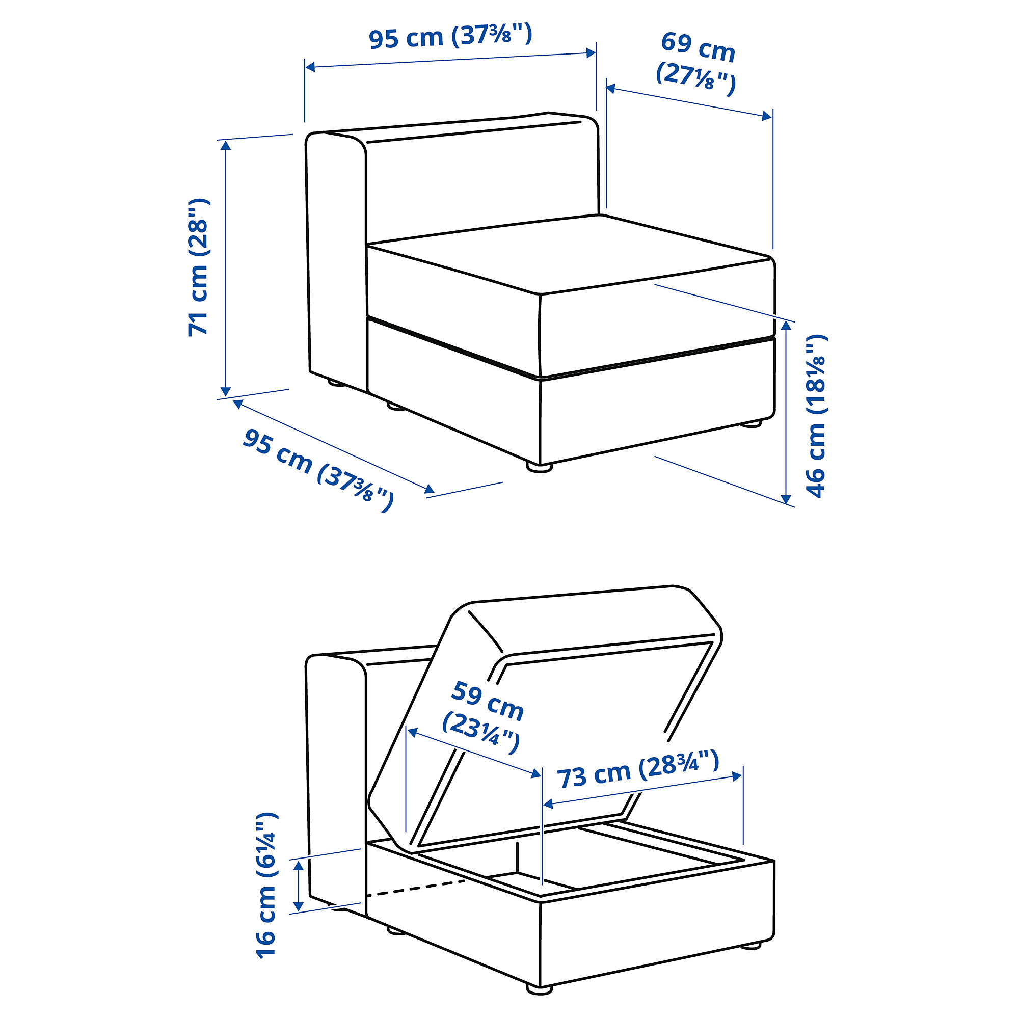 JÄTTEBO 1,5-seat module with storage