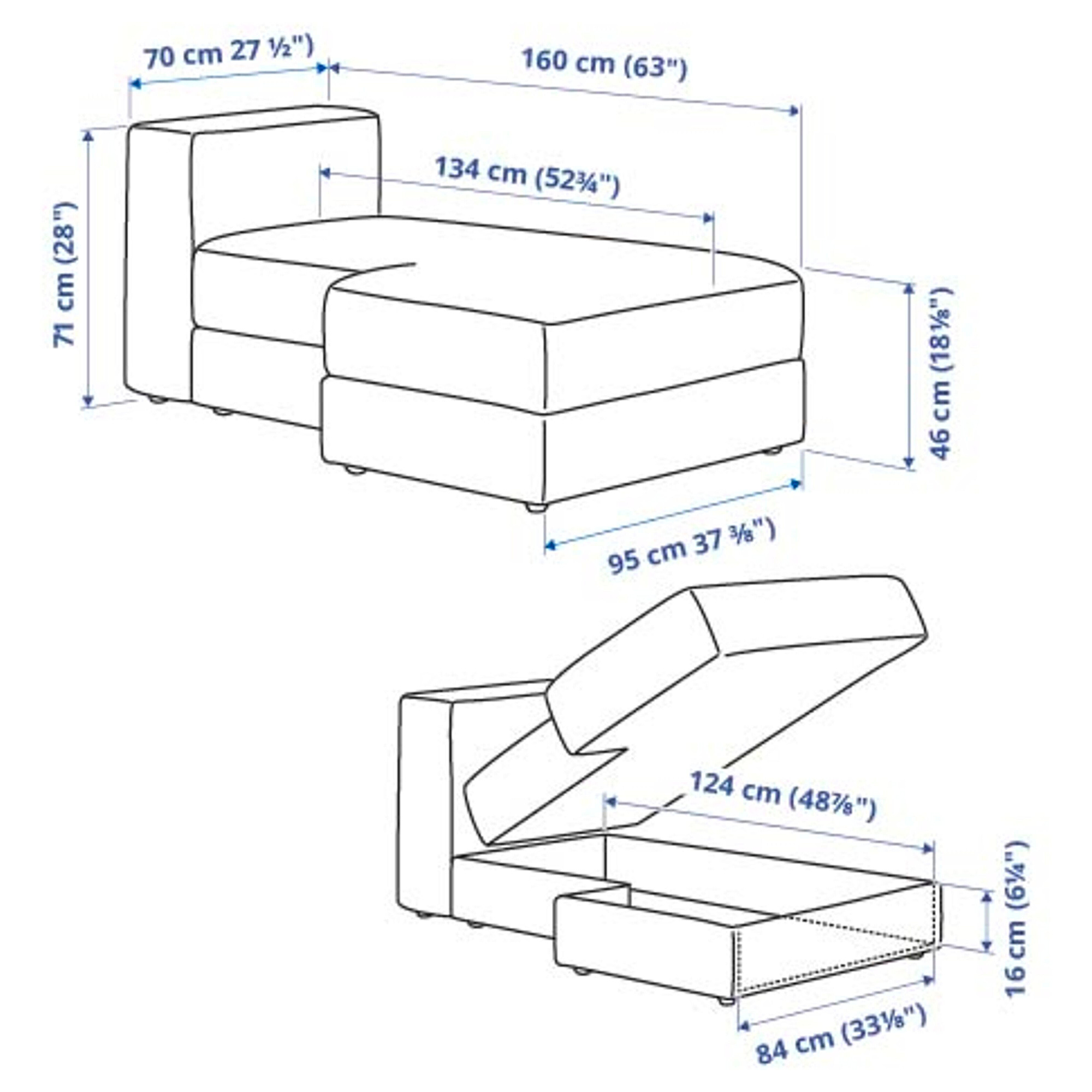 JÄTTEBO chaise longue module, left