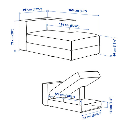 JÄTTEBO chaise longue module, right