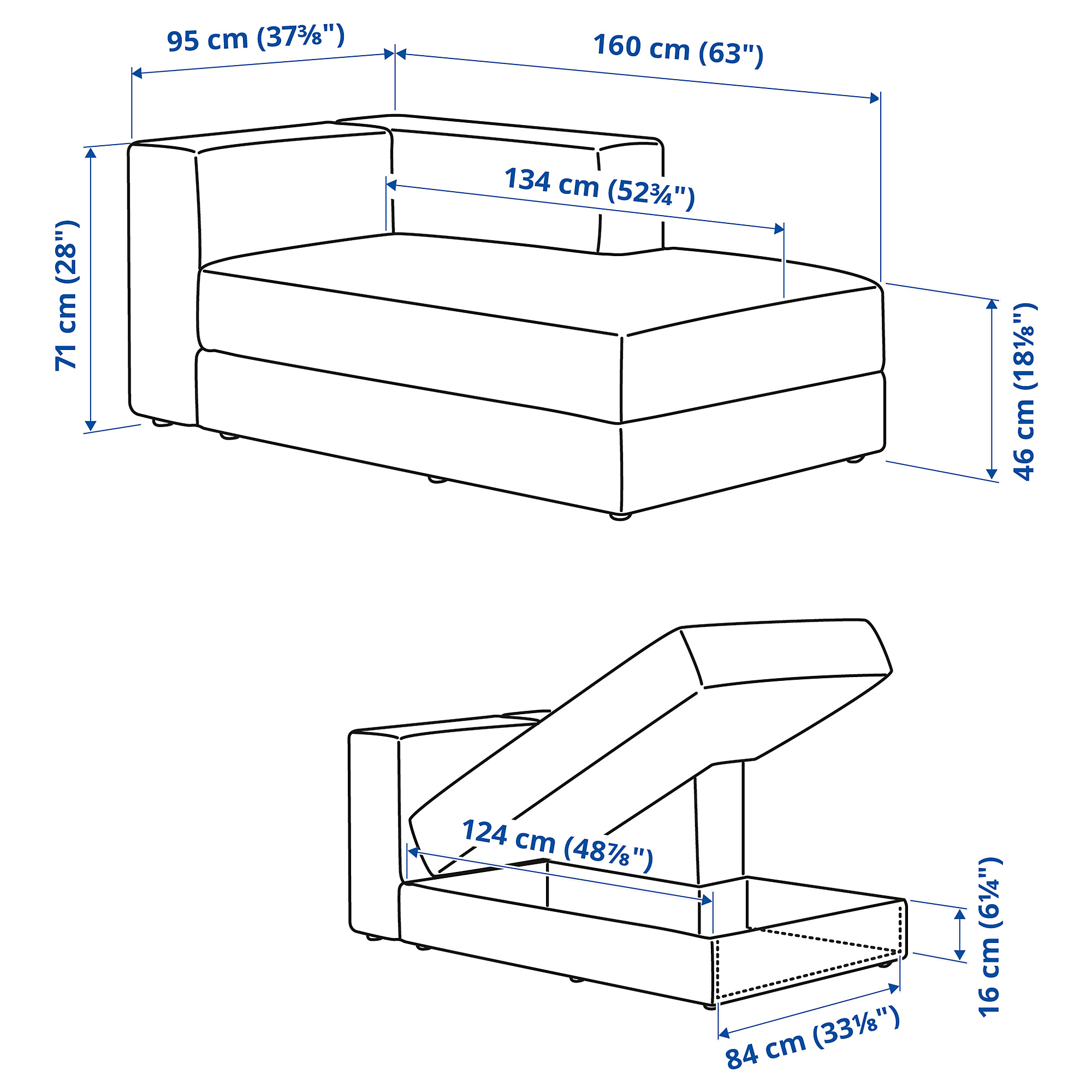 JÄTTEBO chaise longue module, right