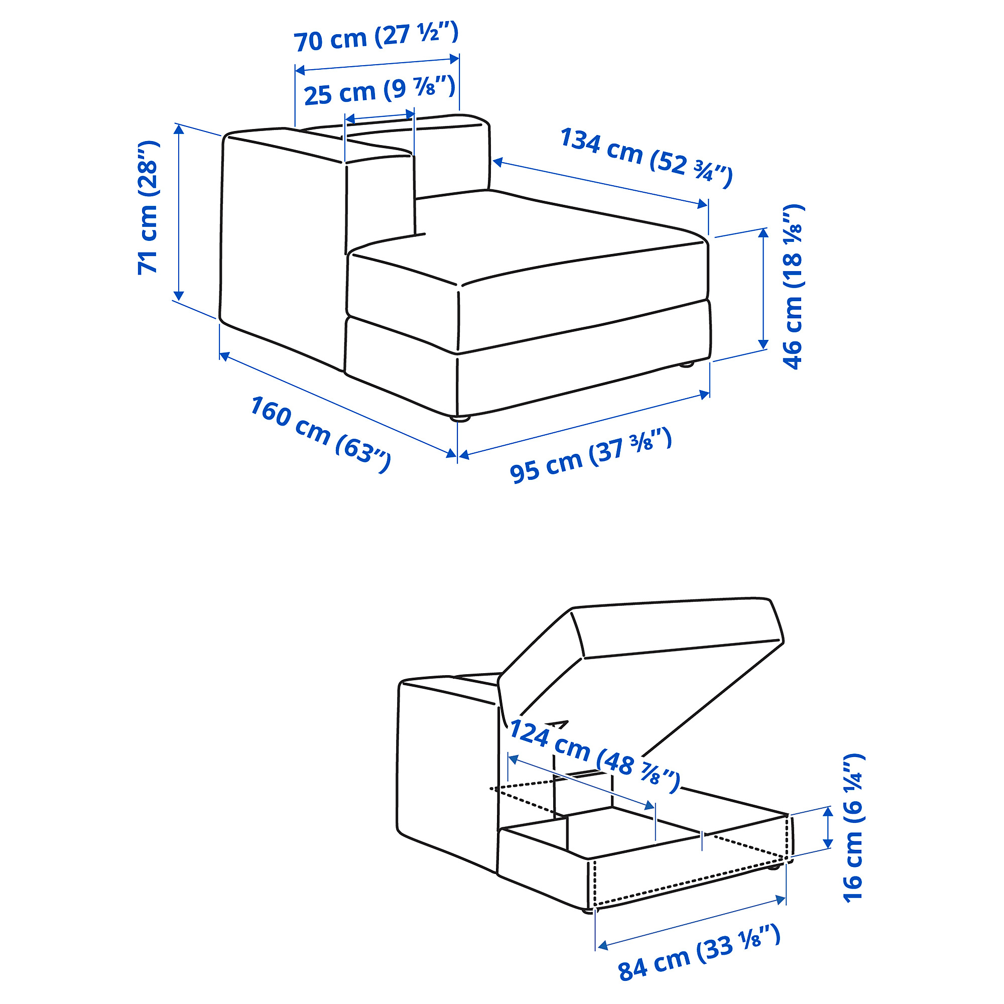 JÄTTEBO chaise longue module, left