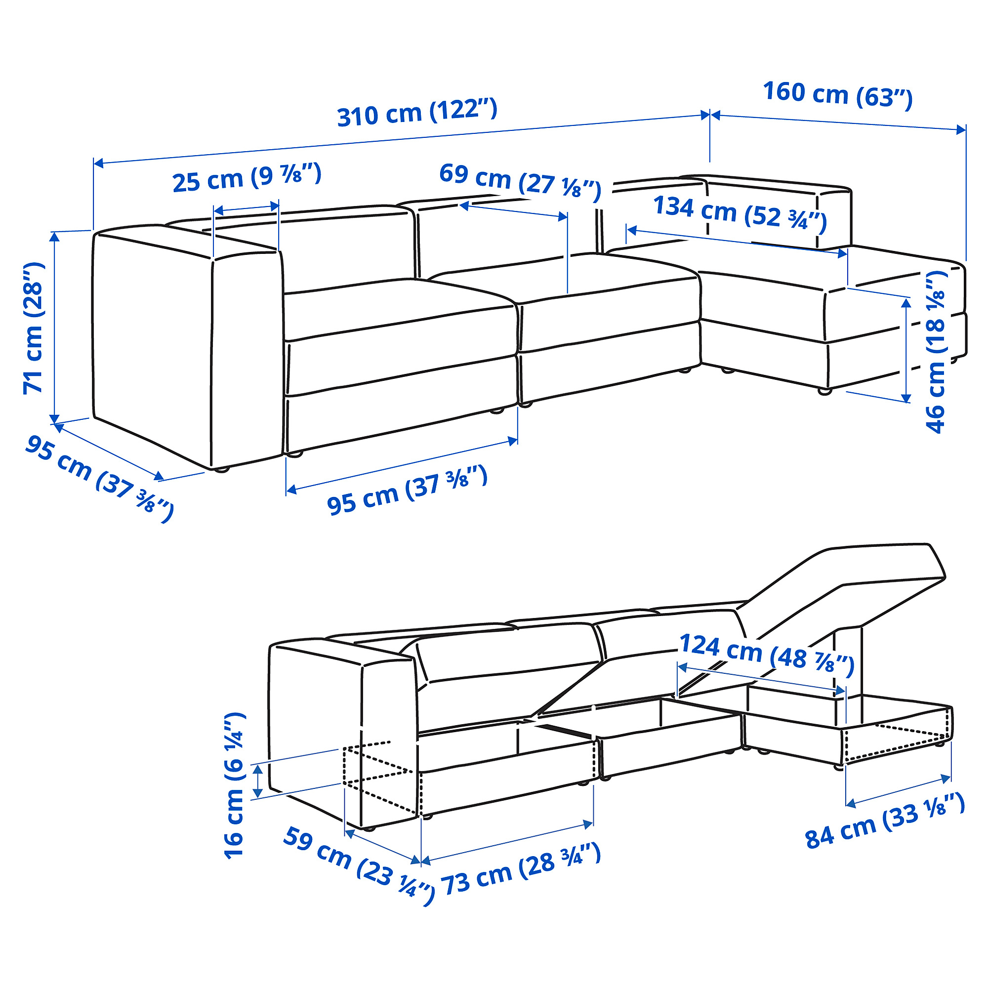 JÄTTEBO 4-seat mod sofa w chaise longue