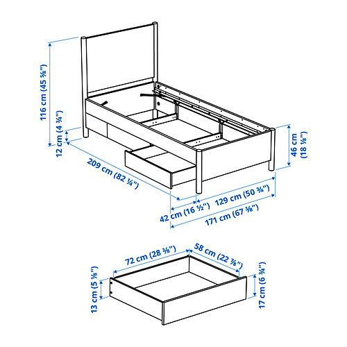 TONSTAD bed frame with storage