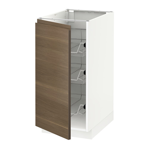 METOD - base cabinet with wire baskets, white/Voxtorp walnut effect | IKEA Taiwan Online - PE545706_S4