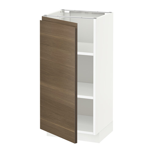 METOD - base cabinet with shelves, white/Voxtorp walnut effect | IKEA Taiwan Online - PE545819_S4