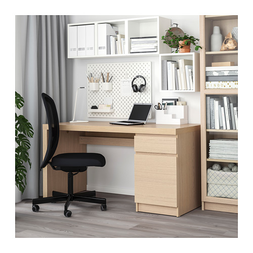 MALM - 書桌/工作桌, 實木貼皮, 染白橡木 | IKEA 線上購物 - PE711830_S4