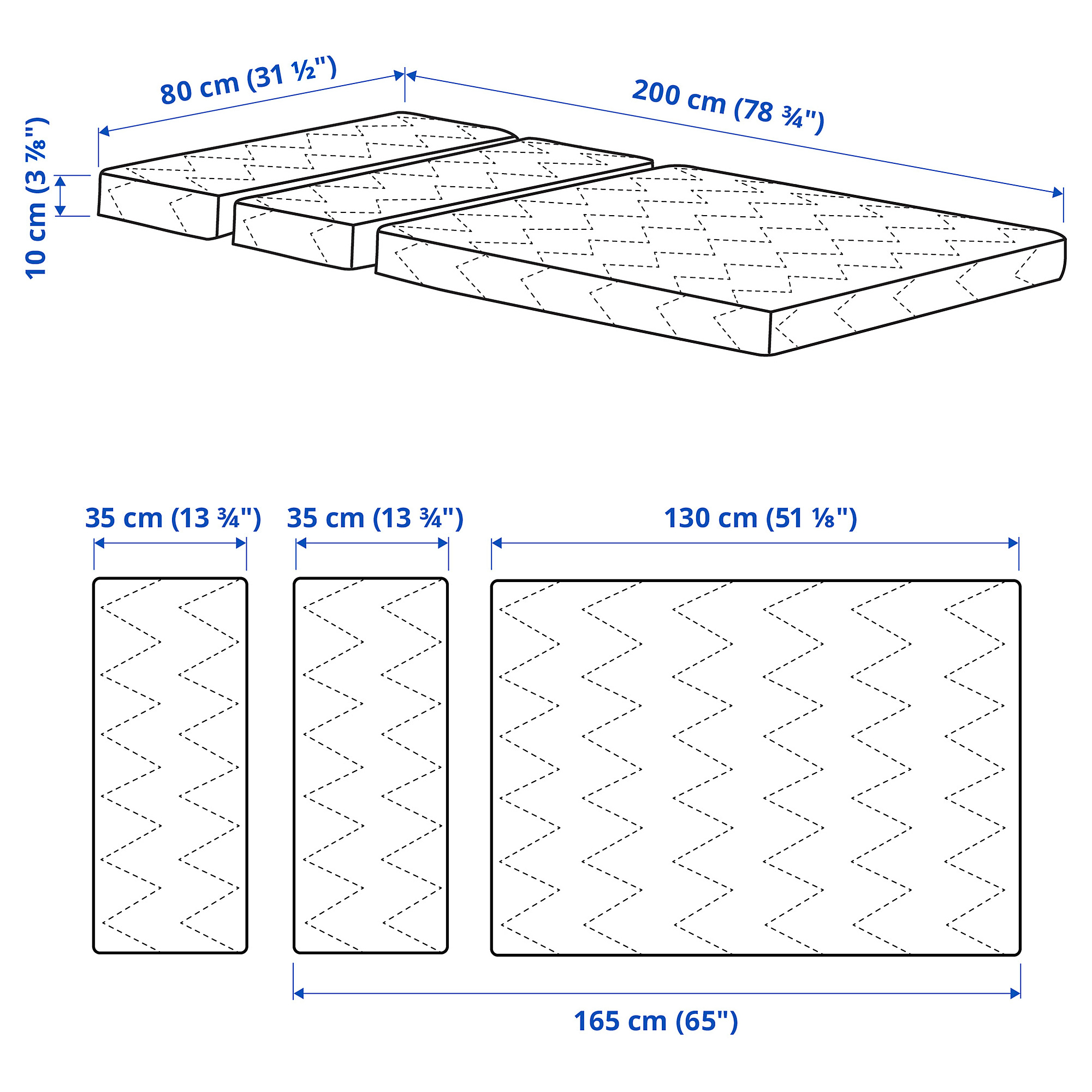 VIMSIG foam mattress for extendable bed