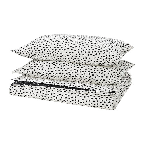 BJÖRKGRÅMAL duvet cover and 2 pillowcases