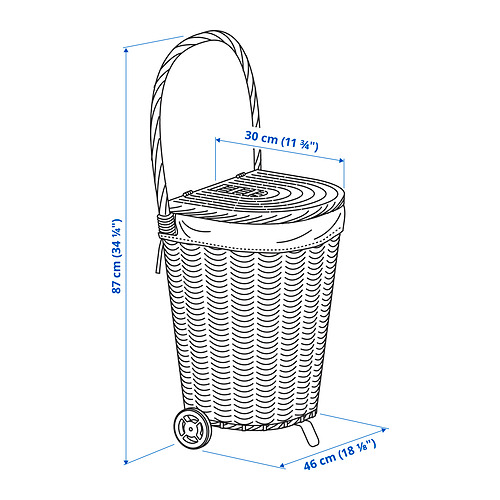 TOLKNING laundry basket with wheels