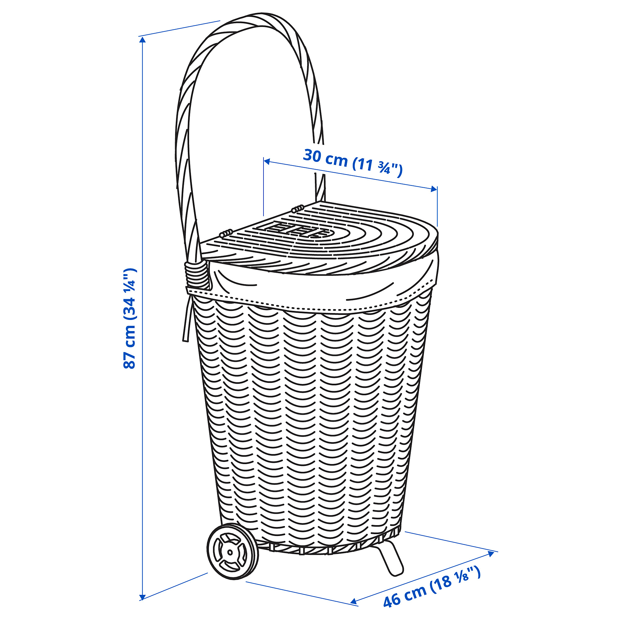 TOLKNING laundry basket with wheels