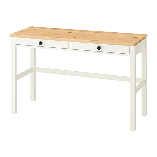 HEMNES - 書桌附2抽, 染白色/淺棕色, 120x47 公分 | IKEA 線上購物 - PE889908_S4
