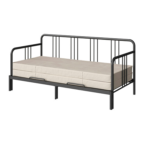 FYRESDAL day bed with 2 mattresses black Vannareid extra firm 80x200 cm IKEA Taiwan Online
