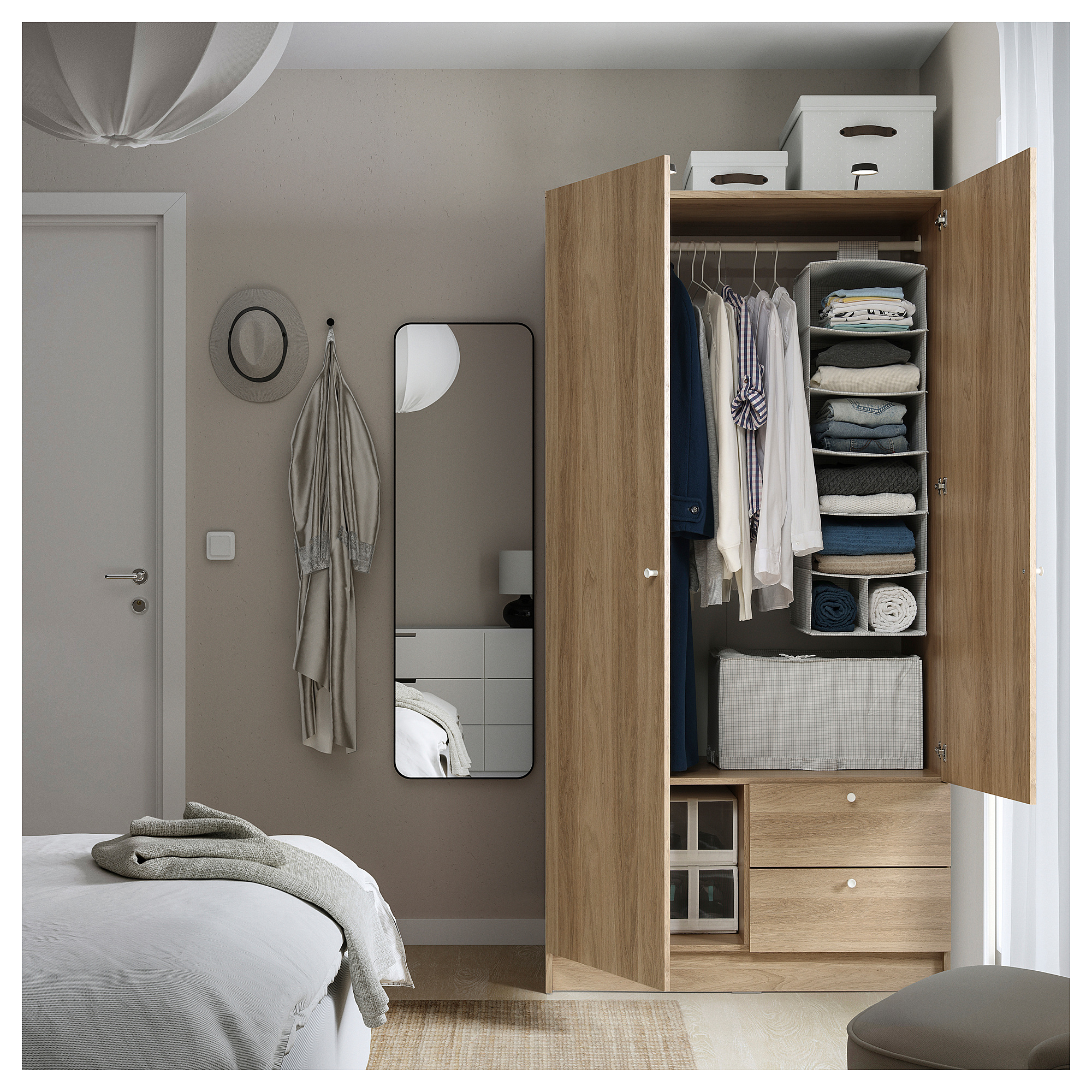 VILHATTEN wardrobe with 2 doors and 2 drawers